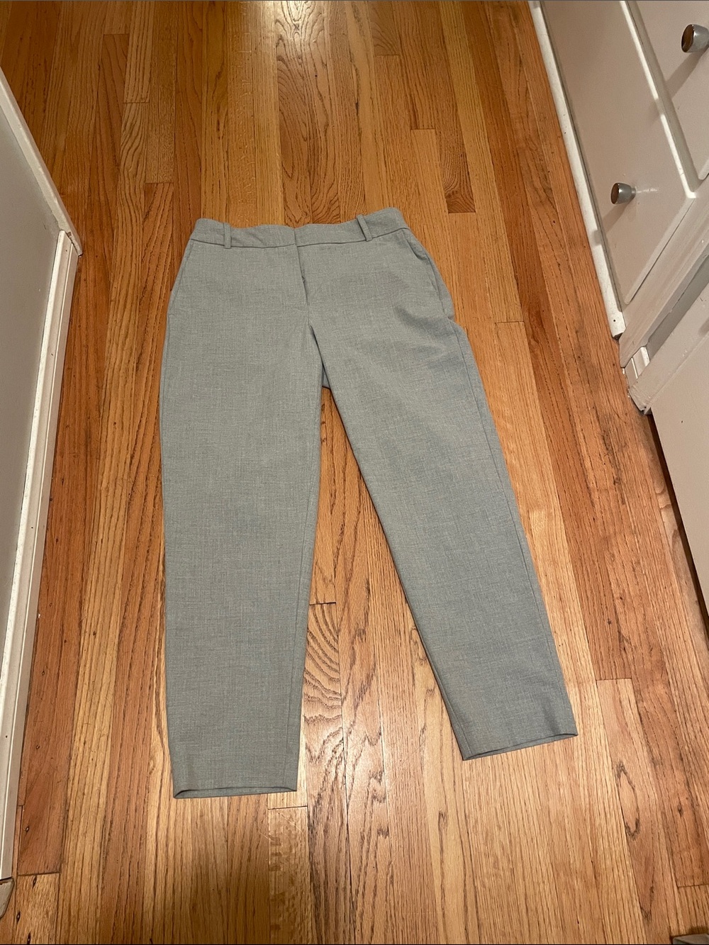 Zara Straight-Leg Dress Pants in Light Gray